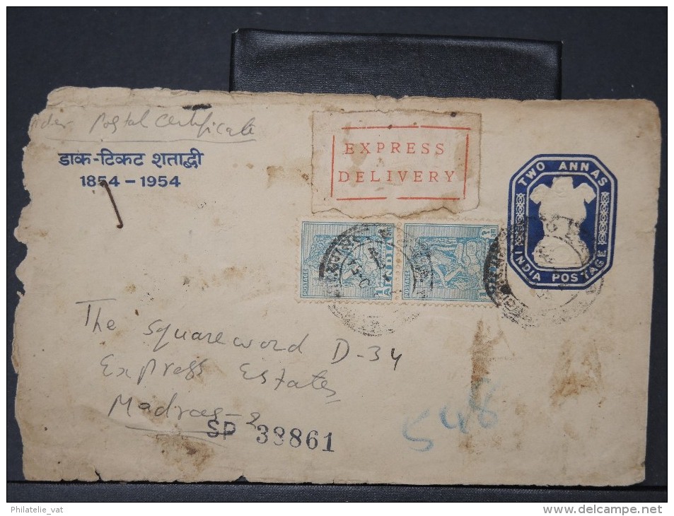 INDE- ENTIER POSTAL POUR MADRAS EN 1954     A VOIR  LOT P3987 - Enveloppes