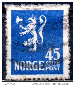 NORWAY 1922 Lion -  45ore - Blue   FU - Gebraucht