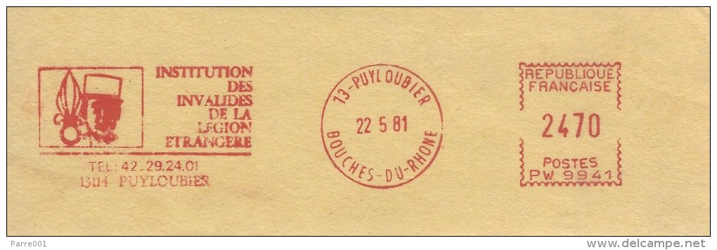 France 1981 Puyloubier Regiment Etranger Foreign Legion Fremdenlegion Meter Franking  Havas "P" - Militaire Stempels Vanaf 1900 (buiten De Oorlog)