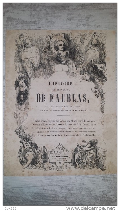 PROSPECTUS HISTOIRE Du CHEVALIER DE FAUBLAS . Libraire DE PIRICHON A BRUXELLES - Reclame