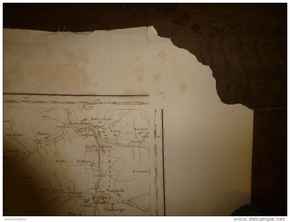 1864 ?  SUISSE-ITALIE :Eidgenossisches Militair Archiv  (Hauteurs points culminants) dim. hors-tout = 87cm x 67cm