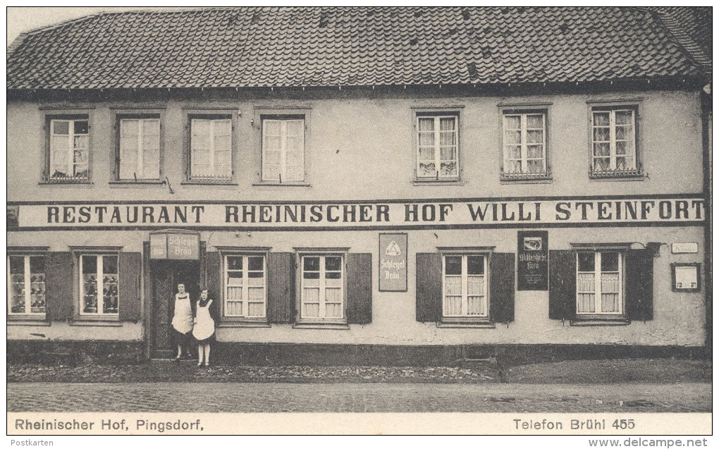 ALTE POSTKARTE RHEINISCHER HOF PINGSDORF TELEFON BRÜHL SCHLEGEL-BRÄU WIDDERSDORFER KORN Köln Widdersdorf Bruehl Koeln - Brühl