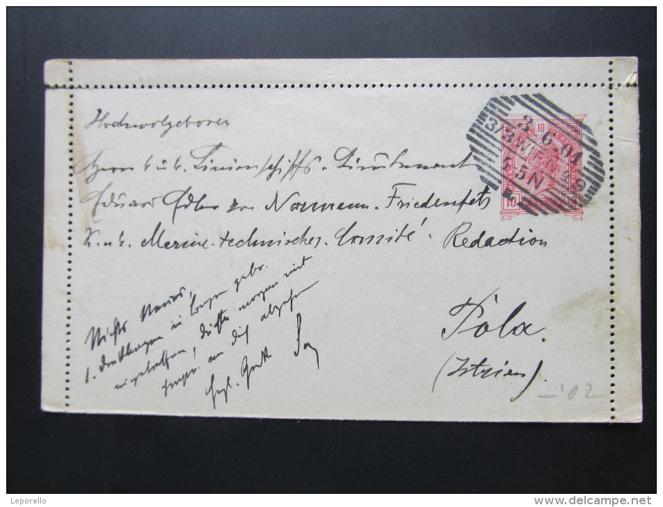 Postkarte GANZSACHE WIEN -Pola 1901 ///  D*16055 - Briefe U. Dokumente