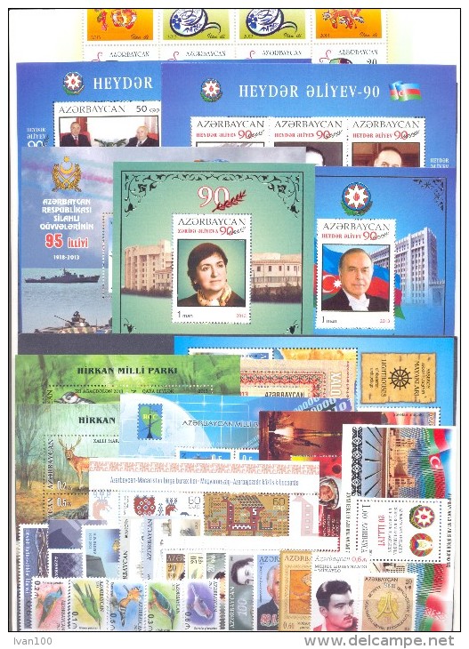 2013. Azerbaijan, Complete Year Set 2013, 18v + 15 S/s + 1 Sheetlet, Mint/** - Azerbaijan