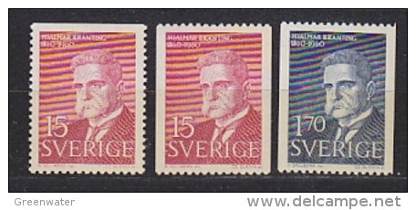 Sweden 1960 Hjalmar Branting 3v ** Mnh (21385J) - Unused Stamps