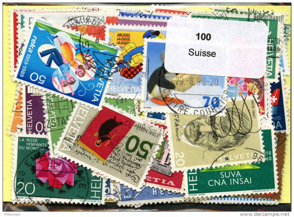 100 Timbres Thème Suisse - Collections