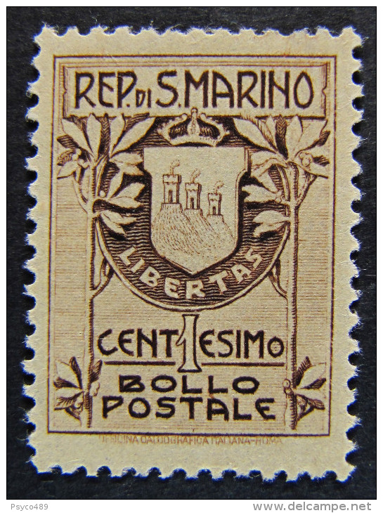 (E)SAN MARINO -1910- "Stemma" C. 1 MNH** (descrizione) - Nuovi