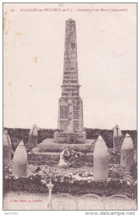 35130- Availles/Sur-Seiche - Monument Aux Morts 1914-1918- CPA - écrite - - Other & Unclassified