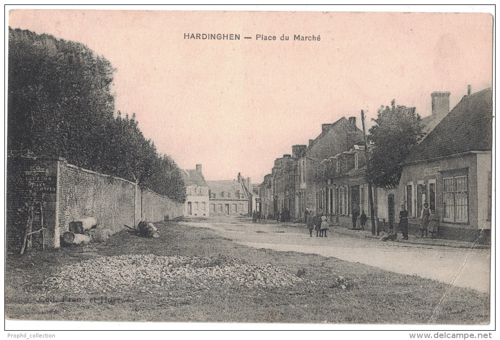 RARE Pas De Calais 62 - HARDINGHEN Place Du Marché Animation Enfants Devanture Commerce CLE D'OR  Coll. Franz Et Hoyez - Autres & Non Classés