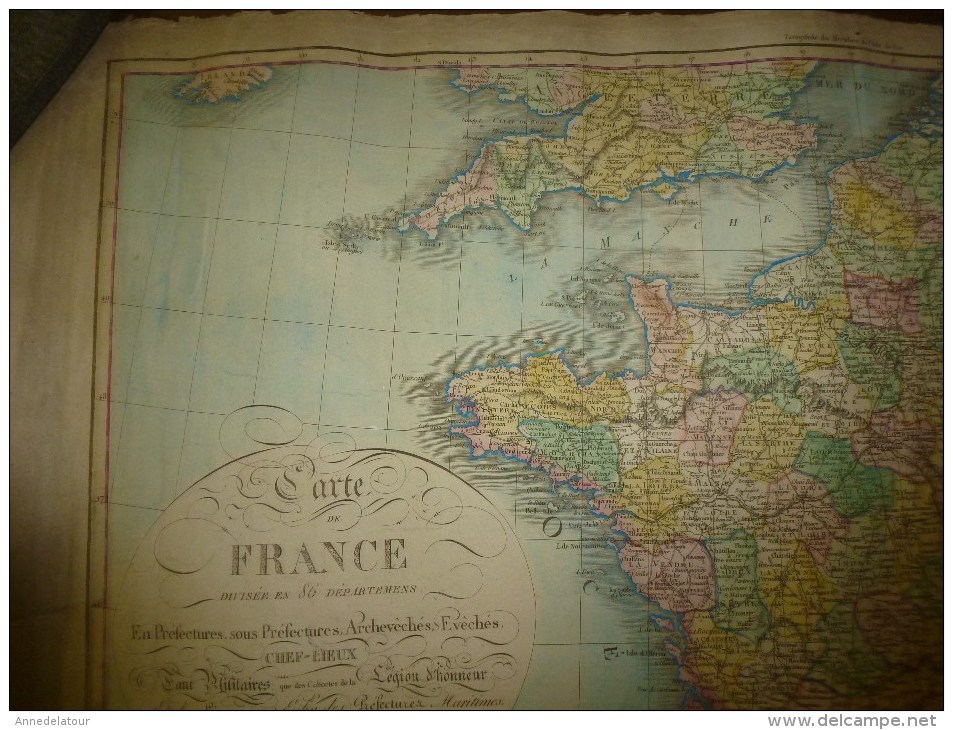 1820 Carte De FRANCE Couleurs (divisée En 86 Dépts :Péfectures,S-Préfectures,Archevêchés,Evêchés,CHEF-LIEUX ..etc - Geographical Maps