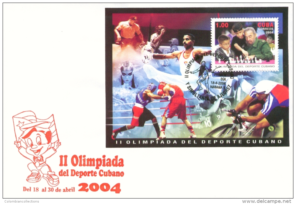 Lote CU4398F, Cuba, 2004, II Olimpiada Del Deporte Cubano, SPD-FDC, Ajedrez, Fidel, Chess, Deportes, Sport - Sonstige & Ohne Zuordnung
