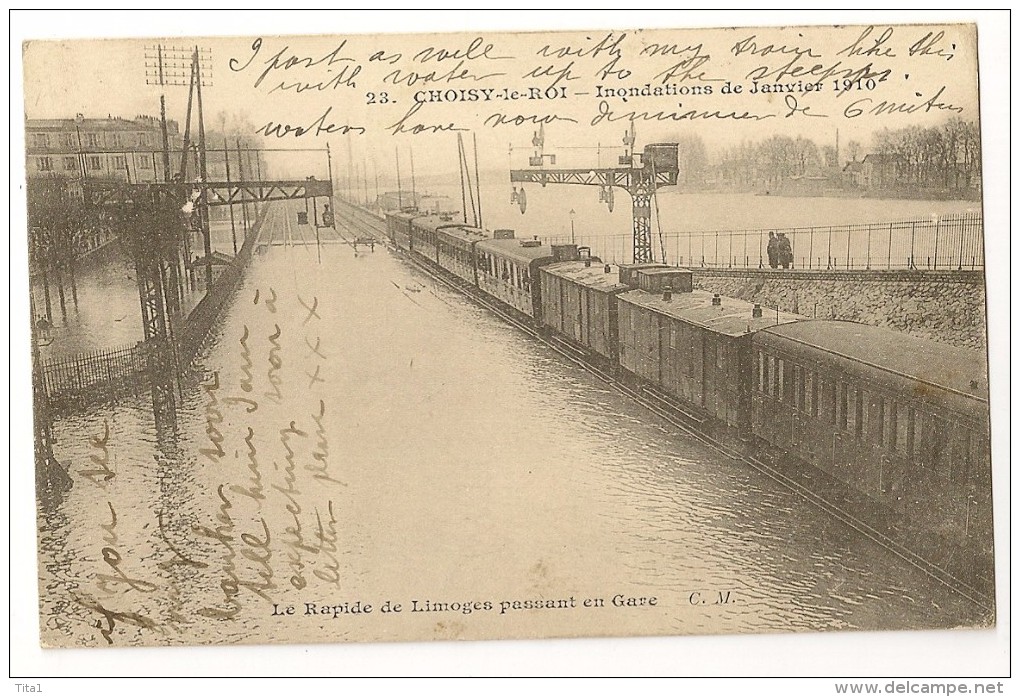 S2855 - 23. Choisy-le-Roi - Inondations De Janvier 1910 - Le Rapide De Limoges Passant En Gare " Train" - Inondations