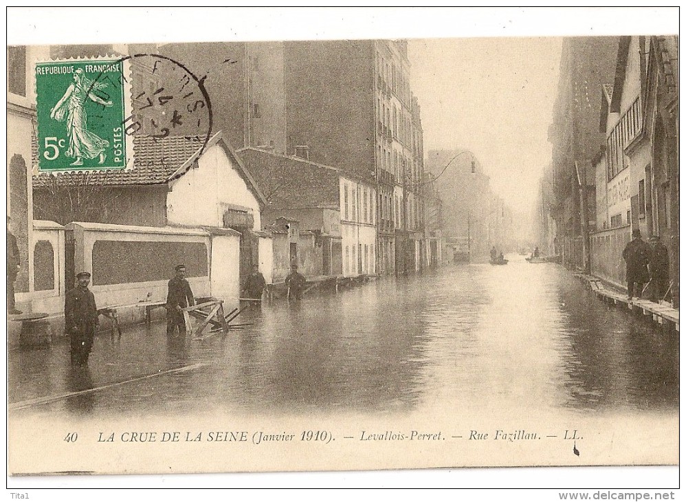 S2856 - 40 - La Crue De La Seine (Janvier 1910) -Levallois-Perret - Rue Fazillau - Inondations