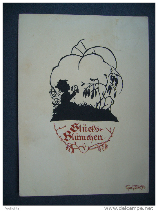 Germany:  GLÜCKS-BLÜMCHEN - Illustrator - Scherenschnitt - Georg Plischke - Posted 1934 - Silhouettes