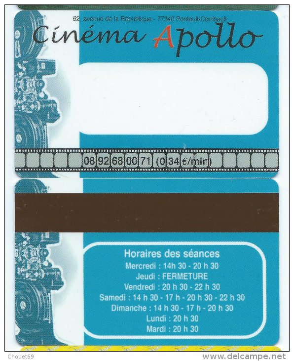 Cinécarte Cinéma Apollo Pontault Combault Bleue - Cinécartes