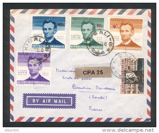 Lettre De Kigali Rwanda Via Air Mail Pour La France - 1965 - Autres & Non Classés