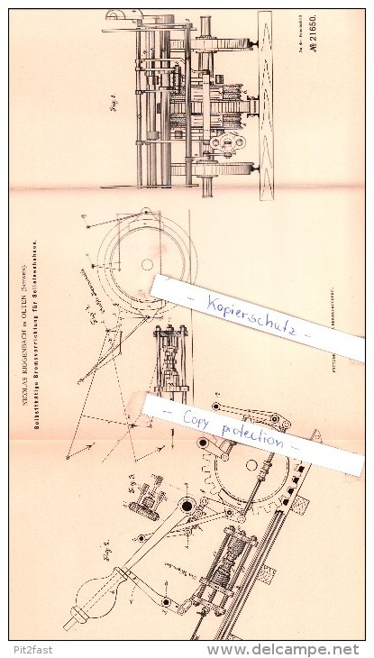 Original Patent - Nicolas Riggenbach In Olten , Schweiz , 1882 , Eisenbahnbetrieb !!! - Documents Historiques