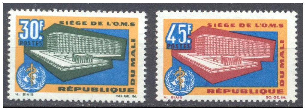 Mali YT N°88/89 Siège De L'O.M.S. Neuf ** - Mali (1959-...)