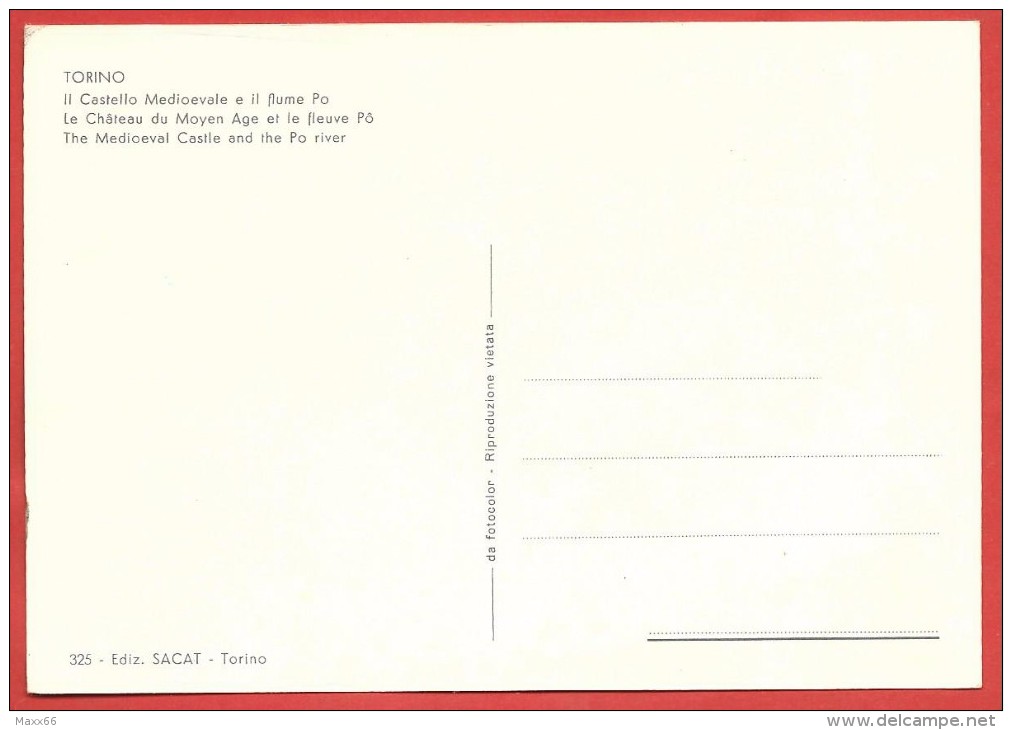 CARTOLINA NV ITALIA - TORINO - Castello Medioevale E Fiume Po - 10 X 15 - Fiume Po