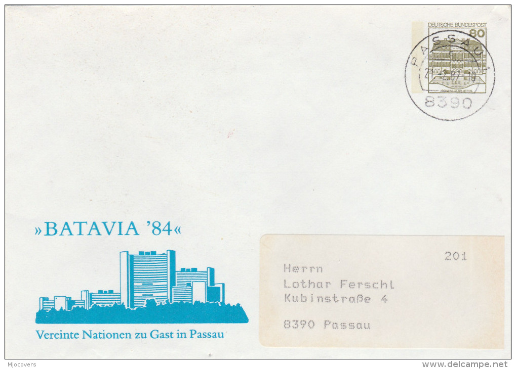 1989 Passau GERMANY Illus BATAVIA 84  POSTAL STATIONERY COVER Stamps - Private Covers - Used