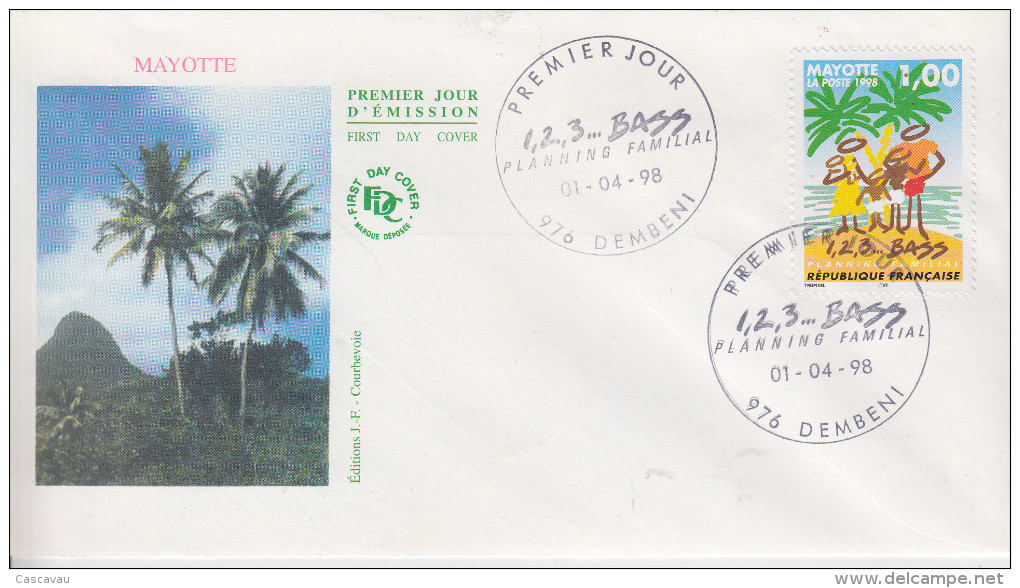 Enveloppe  FDC  1er  Jour    MAYOTTE     Planning   Familial      DEMBENI    1998 - Otros & Sin Clasificación