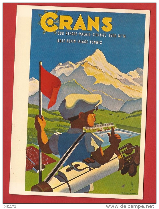 YLIT-17b Repro Affiche Crans Sur Sierre, Golf Plage Tennis, 1943, Non Circulé - Sierre