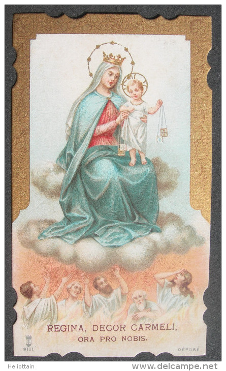 IMAGE PIEUSE Chromo Vers 1920 : NOTRE DAME DU MONT CARMEL  / HOLY CARD  SANTINI REGINA DECOR CARMELI ORA PRO NOBIS - Andachtsbilder