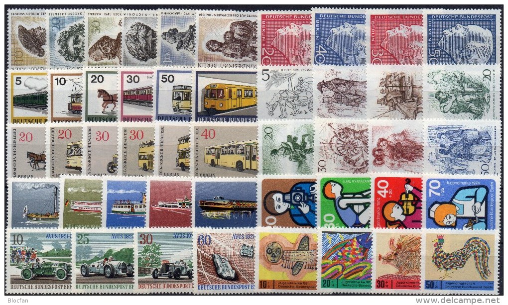 Lot 10 Sets Berlin ** 36€ Präsident Kunstschatz Verkehr Kutscher MB-Rennwagen Dampfer Schiffahrt Auto-Bus Car Of Germany - Sonstige & Ohne Zuordnung