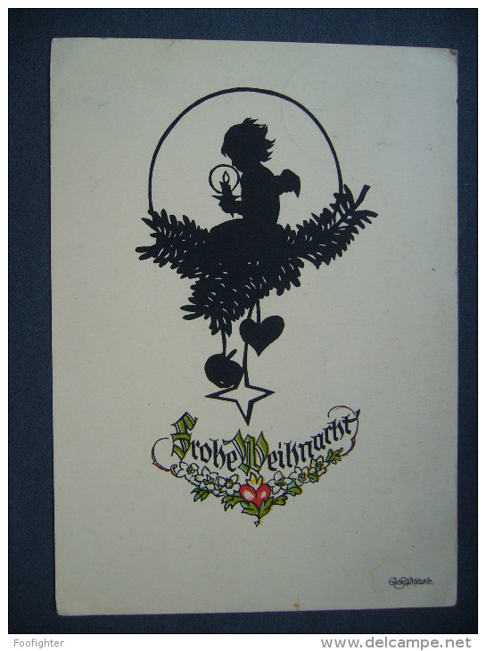 Germany: FROHE WEIHNACHT - Illustrator - Scherenschnitt - Georg Plischke - Posted 1941 - Scherenschnitt - Silhouette