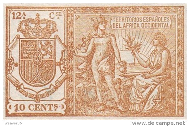 Spanish West Africa Stamped Stationery Cut Out 10c Unused - 1850-1931