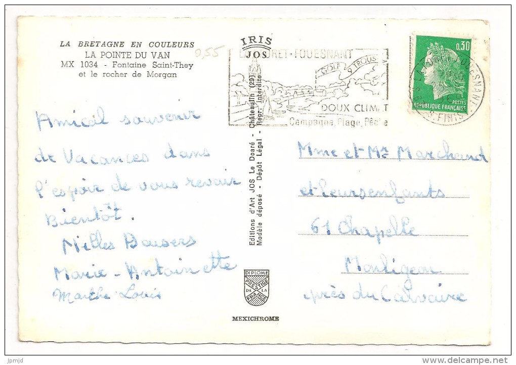 29 - LA POINTE DU VAN - Fontaine Saint-They Et Le Rocher De Morgan - Ed. JOS N° MX 1034 - 1969 - Cléden-Cap-Sizun
