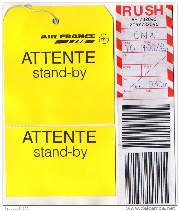ETIQUETTES A BAGAGES  AIR FRANCE  Stand By/Rush  Papier (lot De 2) - Baggage Labels & Tags