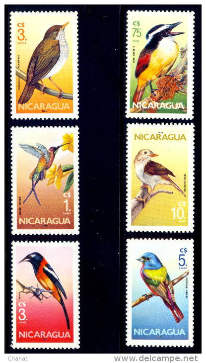 BIRDS-NICARAAGUA-1986-SET OF 6-MNH-A6-414 - Specht- & Bartvögel