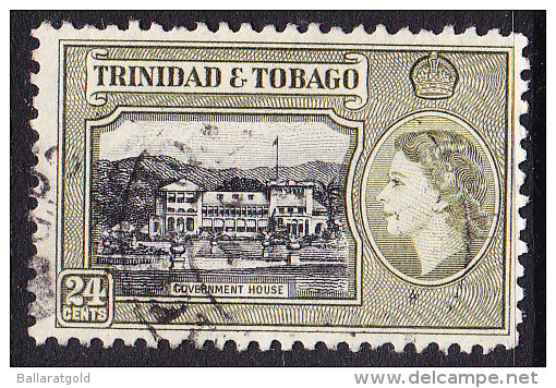 Trinidad & Tobago 1953  QE2 - 24c Government House - Used - Trinidad & Tobago (1962-...)