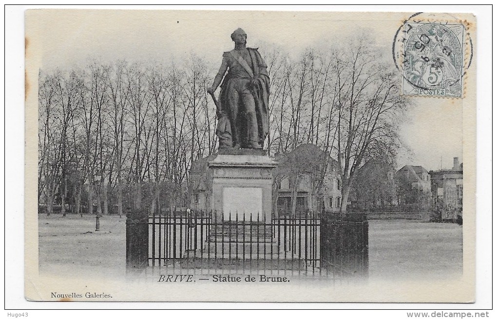 BRIVE EN 1905 - STATUE DE BRUNE - PETIT PLI ANGLE BAS A GAUCHE - Brive La Gaillarde