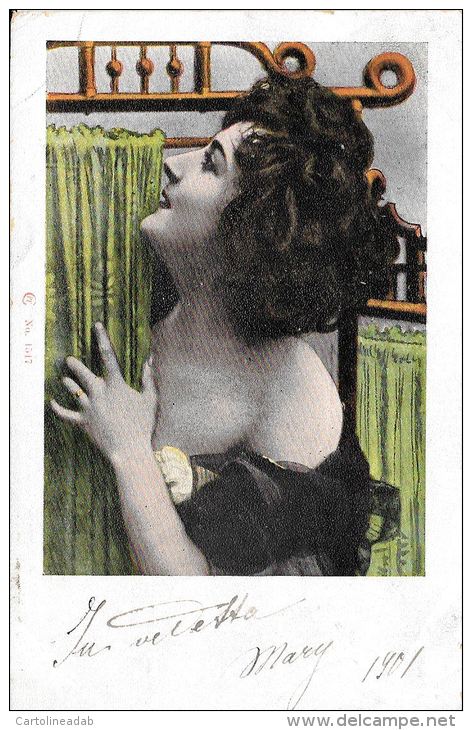 [DC4503] CARTOLINA - DONNA - Viaggiata 1901 - Old Postcard - Femmes