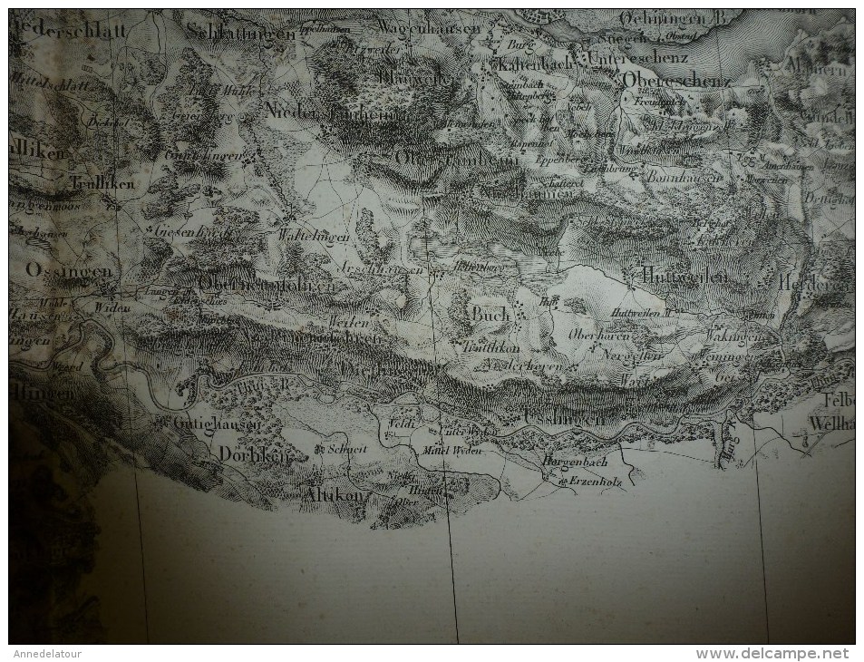 1820 ALLEMAGNE Lith. de L. Letronne ( SCHAFFHAUSEN Carte inscrite dans le polygone Buggenried,Stuhlingen,Thalheim,..etc)