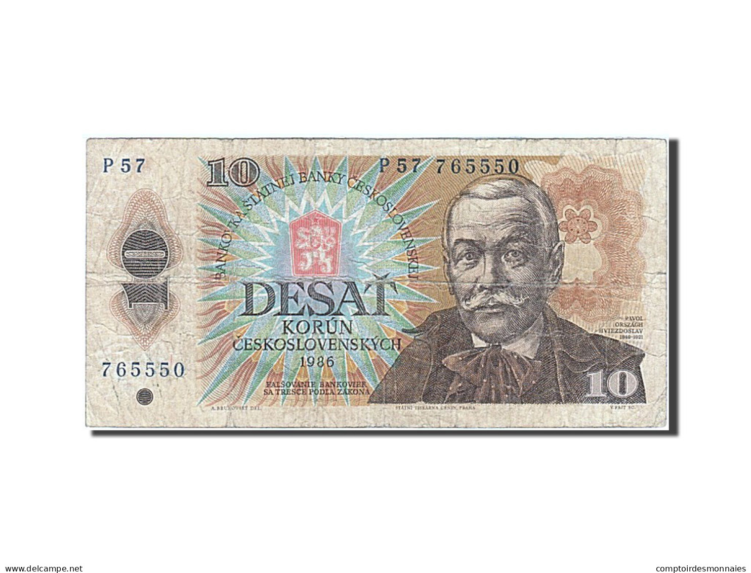Billet, Tchécoslovaquie, 10 Korun, 1986, B+ - Czechoslovakia