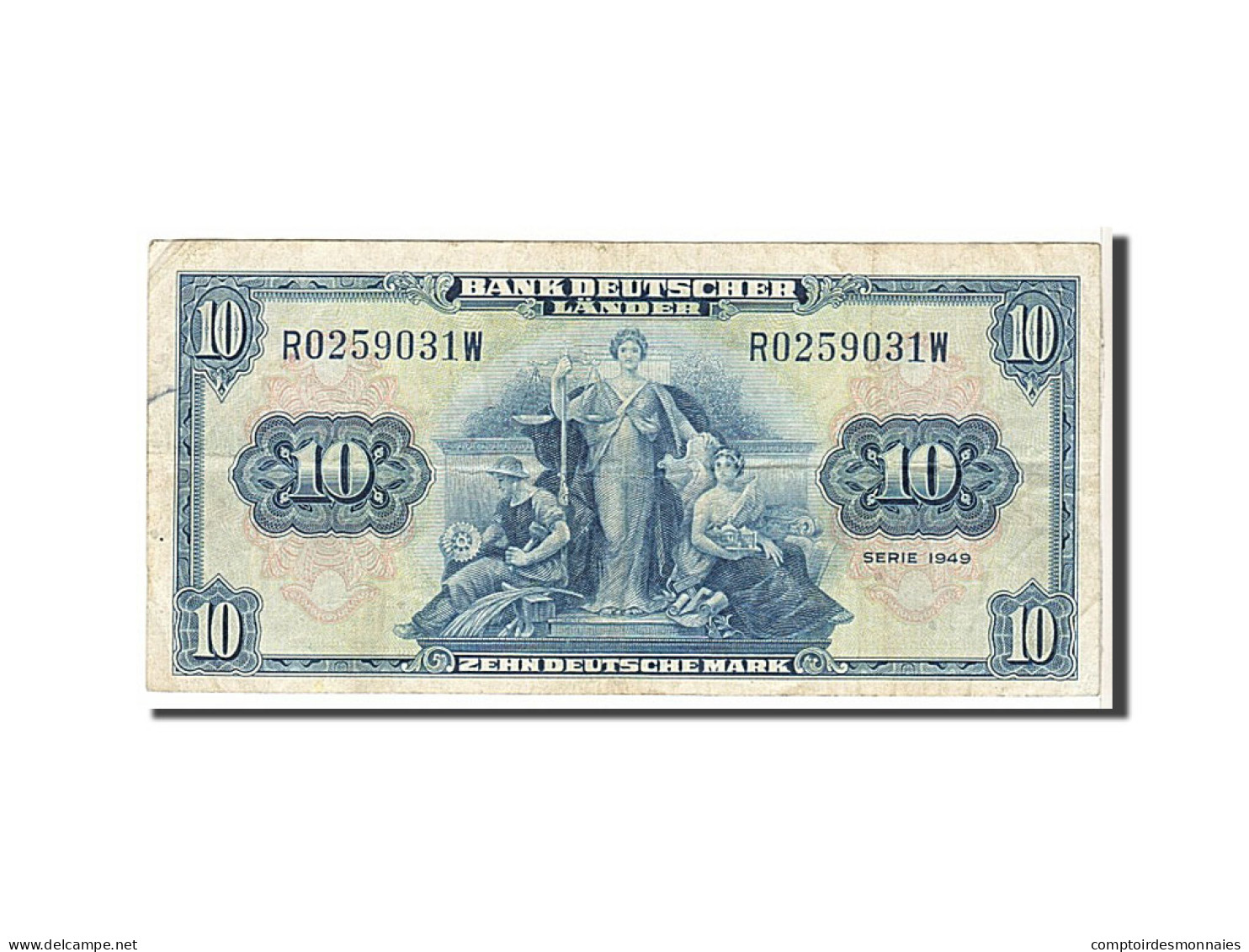 Billet, République Fédérale Allemande, 10 Deutsche Mark, 1949, KM:16a, TB - 10 Deutsche Mark