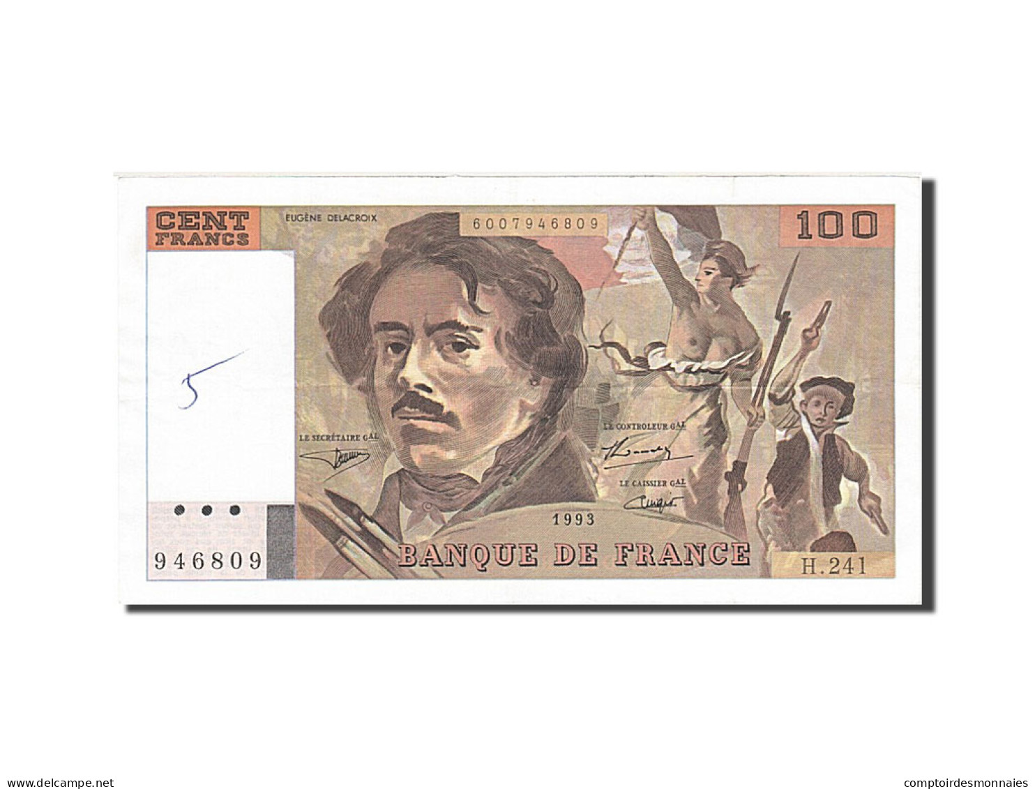 Billet, France, 100 Francs, 100 F 1978-1995 ''Delacroix'', 1993, SUP - 100 F 1978-1995 ''Delacroix''