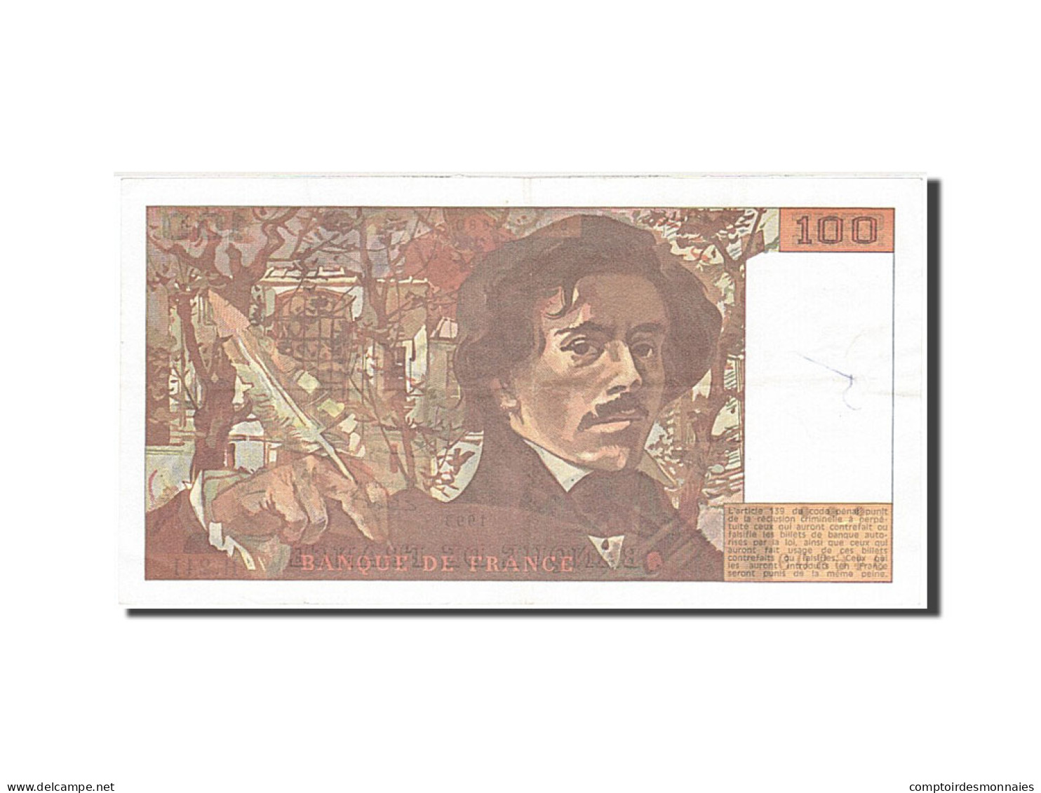 Billet, France, 100 Francs, 100 F 1978-1995 ''Delacroix'', 1993, SUP - 100 F 1978-1995 ''Delacroix''