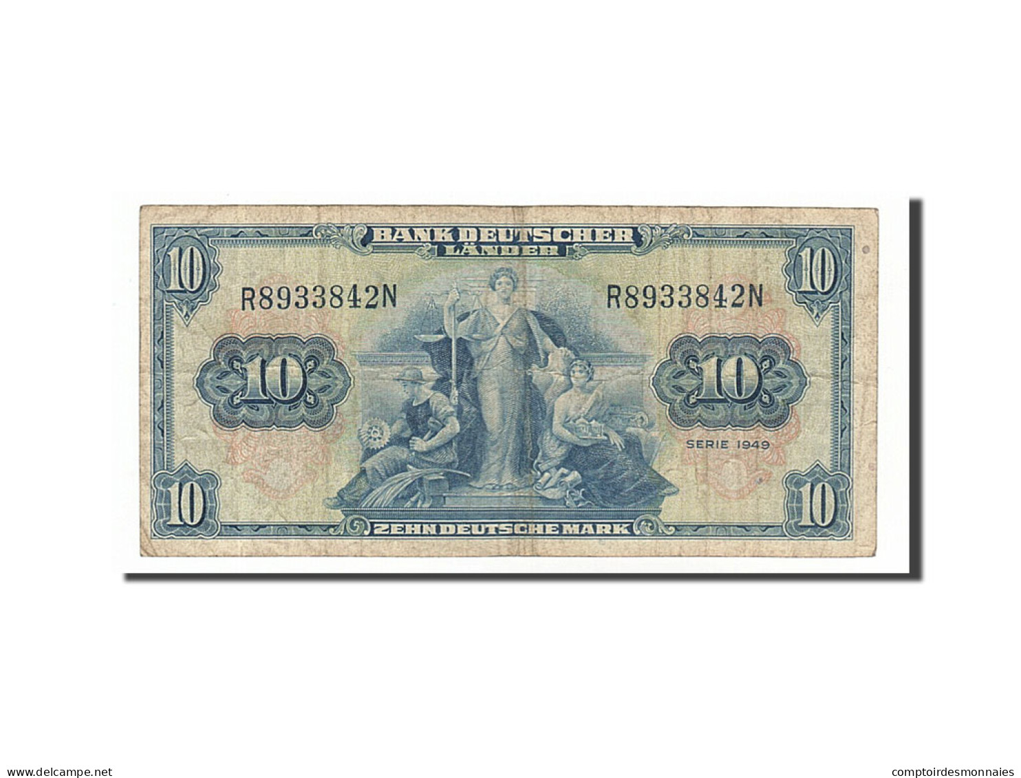 Billet, République Fédérale Allemande, 10 Deutsche Mark, 1949, 1949-08-22, TB - 10 DM