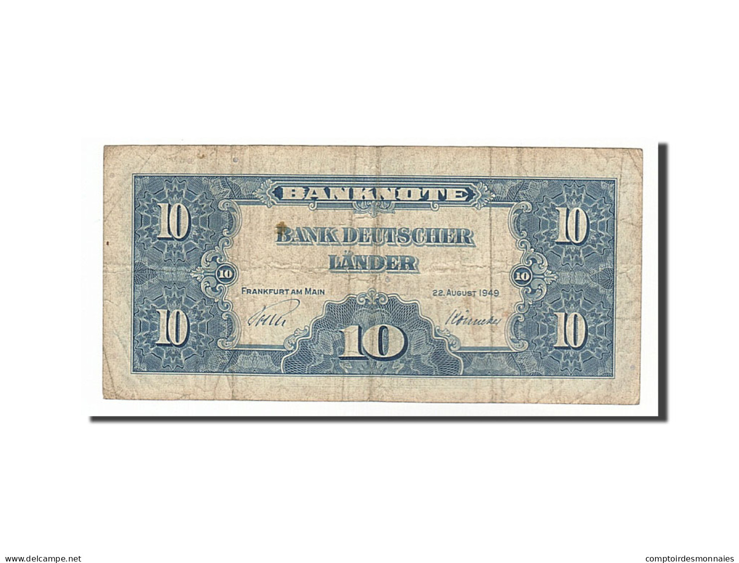 Billet, République Fédérale Allemande, 10 Deutsche Mark, 1949, 1949-08-22, TB - 10 Deutsche Mark