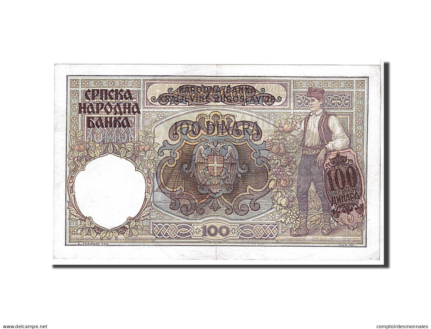 Billet, Serbie, 100 Dinara, 1941, SPL - Serbia