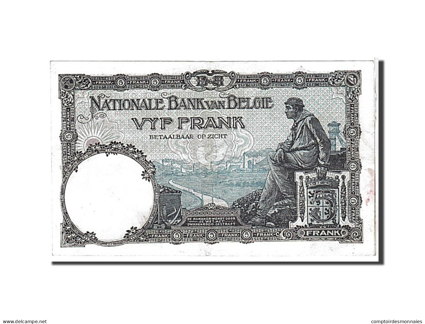 Billet, Belgique, 5 Francs, 1924, KM:93, TTB - 5 Francos