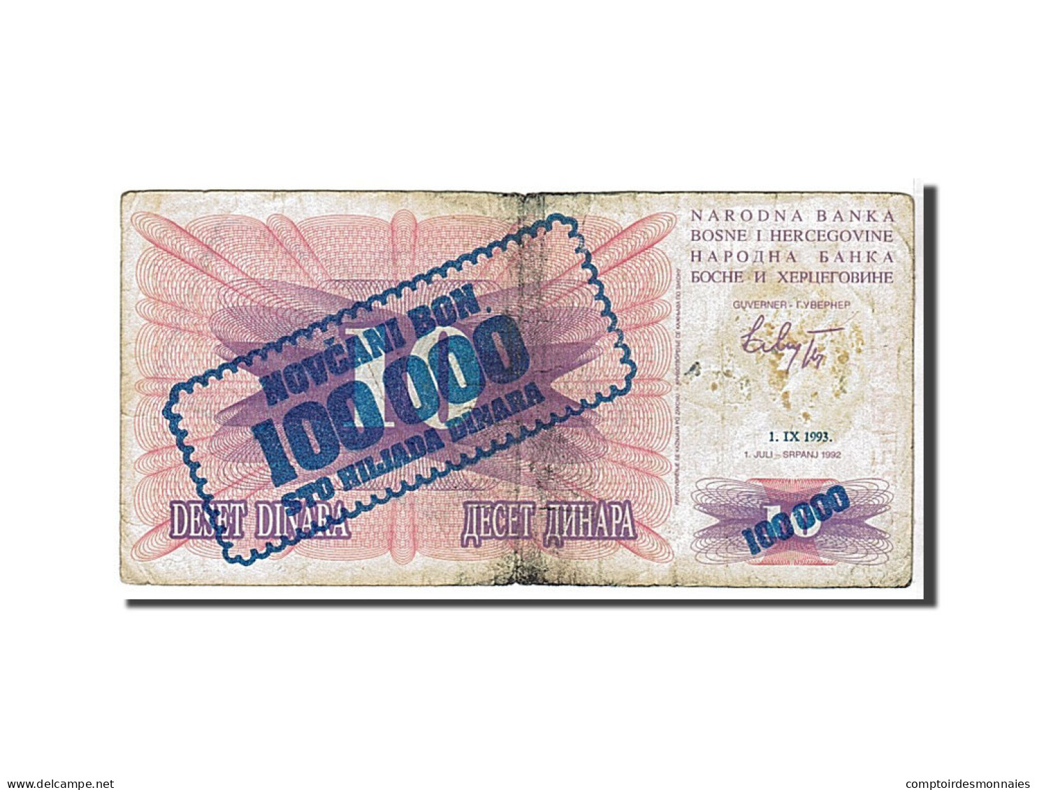 Billet, Bosnia - Herzegovina, 100,000 Dinara, 1993, KM:34a, TB - Bosnia And Herzegovina
