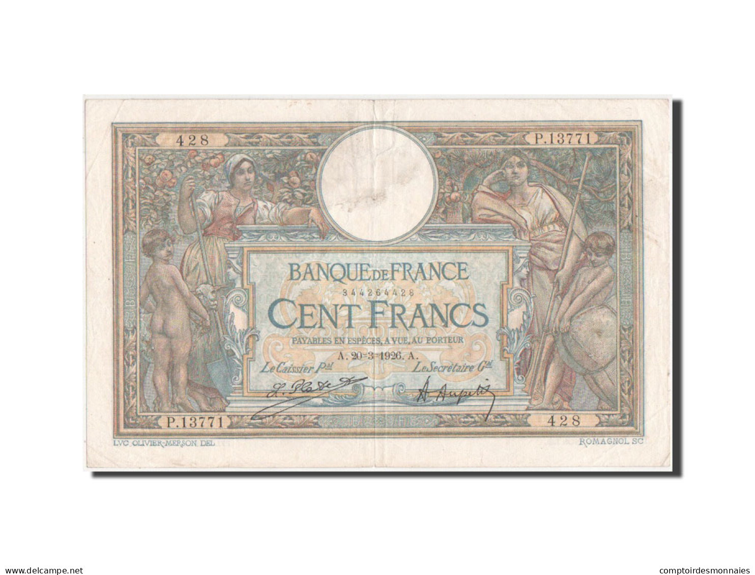 Billet, France, 100 Francs, 50 F 1927-1934 ''Luc Olivier Merson'', 1926, TTB - 50 F 1927-1934 ''Luc Olivier Merson''
