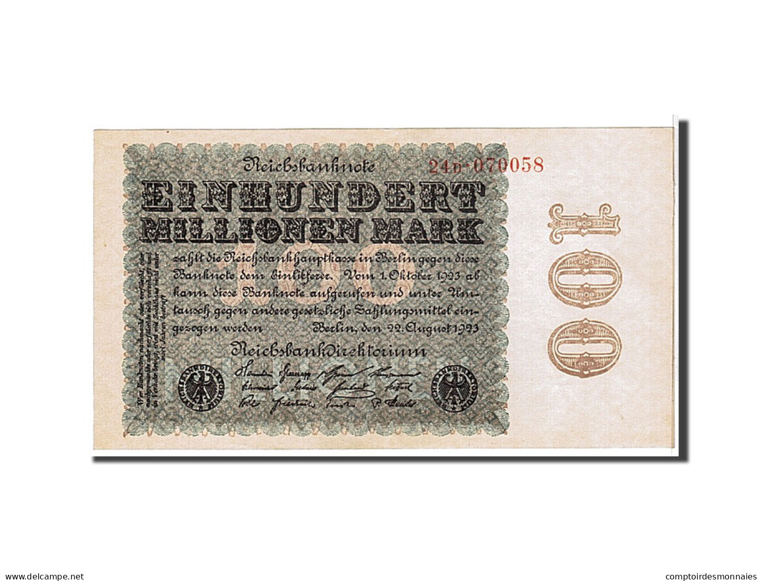 [#110592] Allemagne, 100 Millions Mark Type 1923 - 100 Miljoen Mark