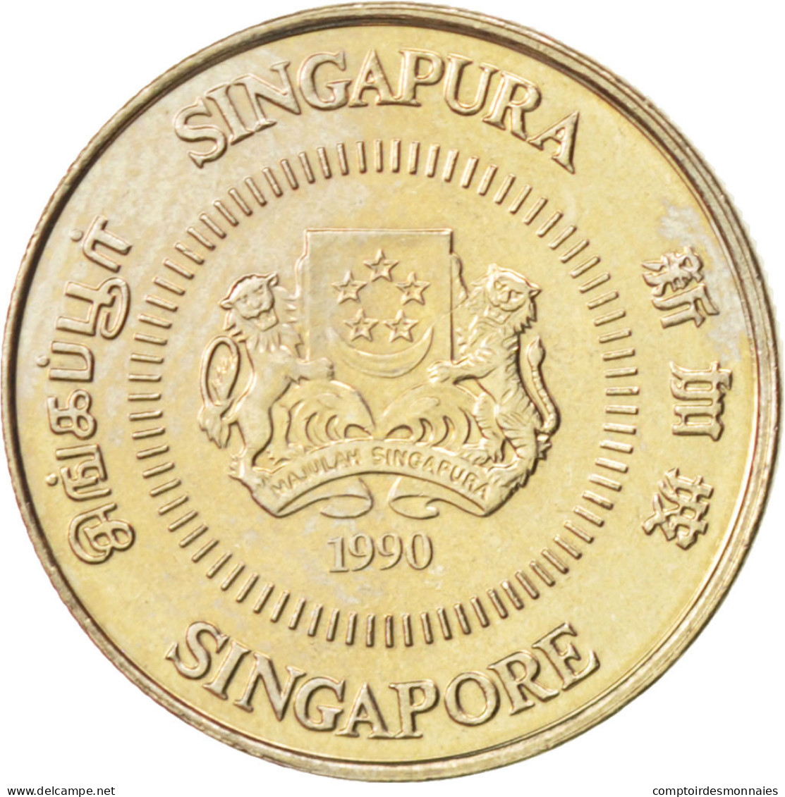 Monnaie, Singapour, 10 Cents, 1990, SPL, Copper-nickel, KM:51 - Singapore