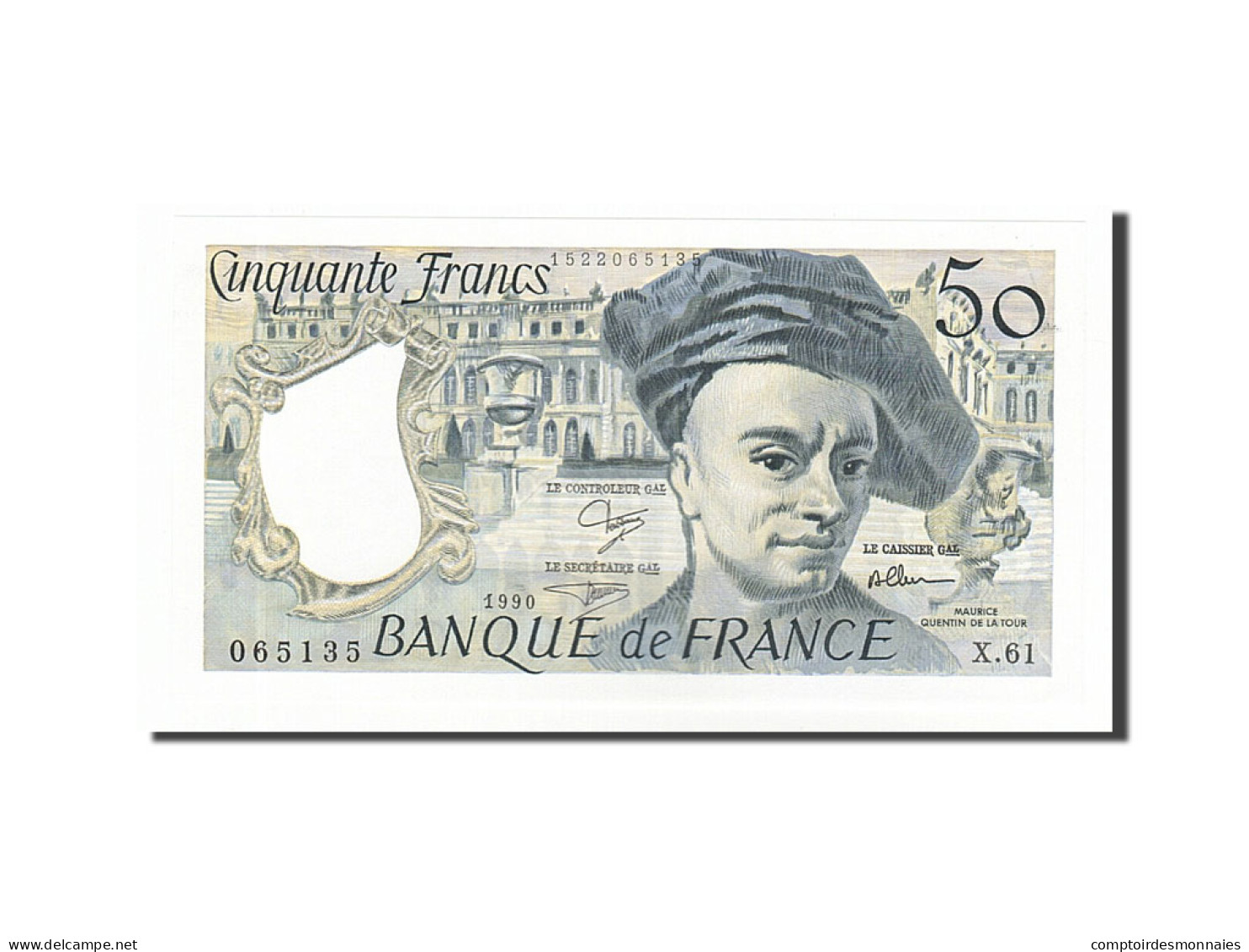 Billet, France, 50 Francs, 50 F 1976-1992 ''Quentin De La Tour'', 1990, SPL+ - 50 F 1976-1992 ''Quentin De La Tour''